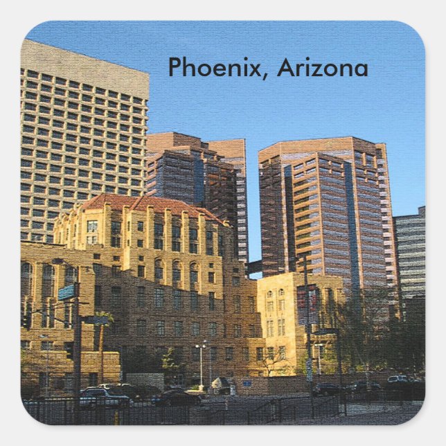 Sticker Carré Phoenix, Arizona Centre-ville (Devant)