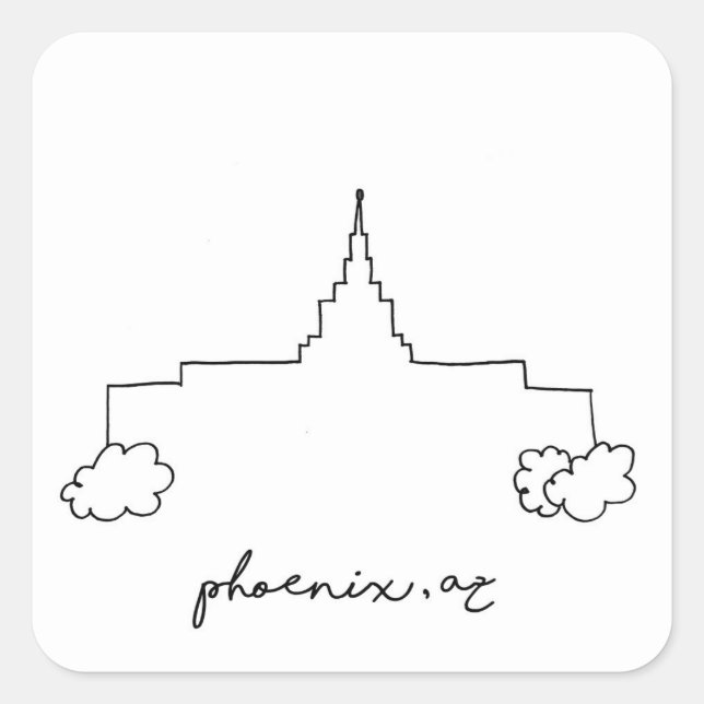 Sticker Carré phoenix arizona temple simple dessin moderne (Devant)