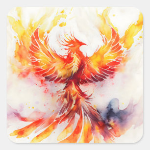 Sticker Carré Phoenix Spreading it's Wings Rising from the Ashes