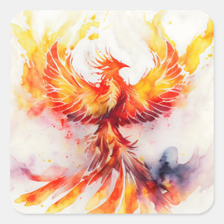 Sticker Carré Phoenix Spreading it's Wings Rising from the Ashes