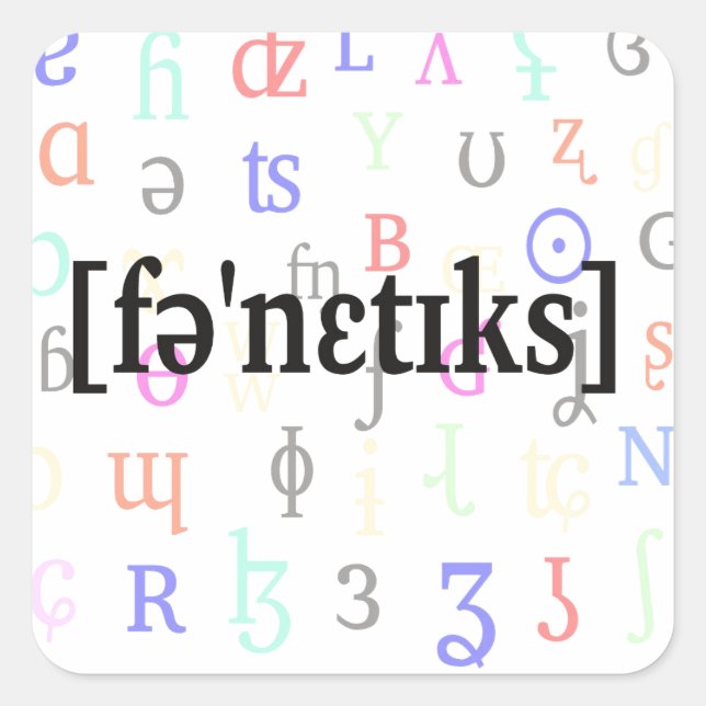 Sticker Carré Phonétique en IPA. Noir sur caractères arrière - p (Devant)