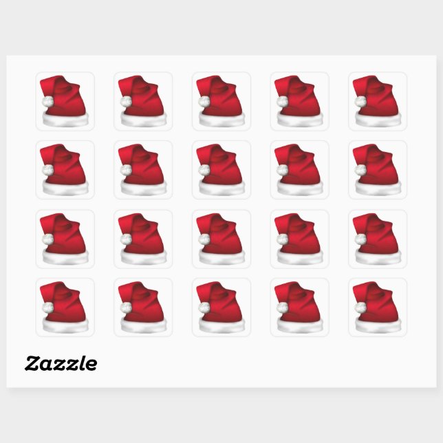 Sticker Carré Phoques d'enveloppe de Santa Hat (Feuille)
