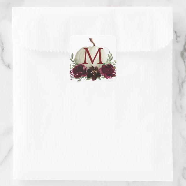 Sticker Carré Phoques d'enveloppes Citrouilles Monogram Bourgogn (Sac)