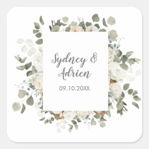 Sticker Carré Phoques d'enveloppes Mariages florales d'hiver