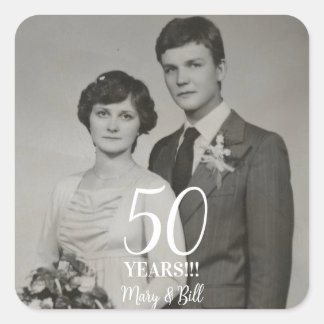 Sticker Carré photo anniversaire de mariage personnalisée modern