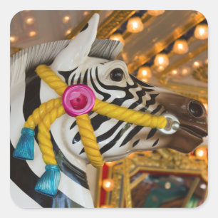 Sticker Carré Photo de cheval zèbre pour manège de carrousel
