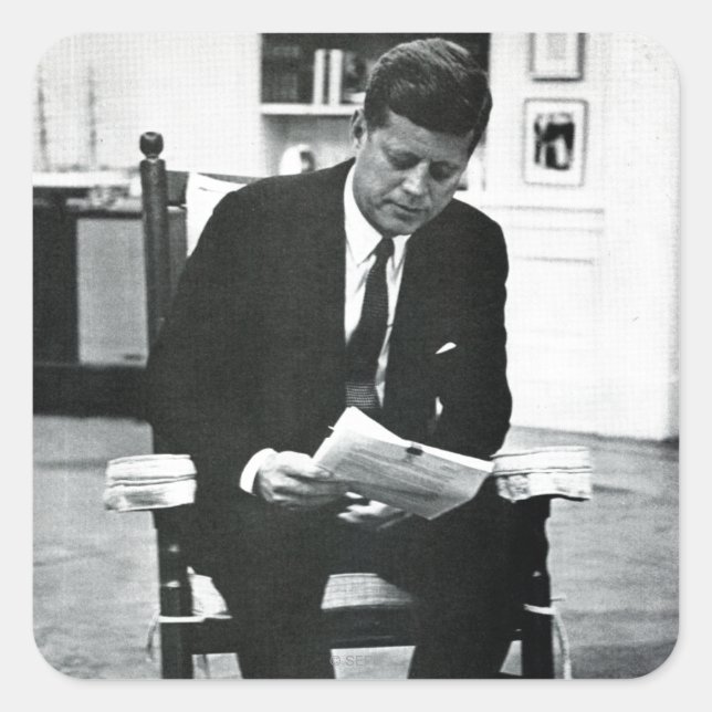 Sticker Carré Photo de John F. Kennedy 2 (Devant)