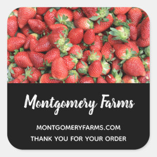 Sticker Carré Photo de Red Juicy Strawberries Business
