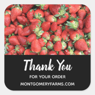 Sticker Carré Photo de Red Juicy Strawberries Business