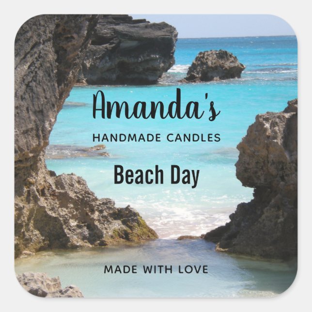 Sticker Carré Photo de Tropical Island Coast & Sea Candle Biz (Devant)