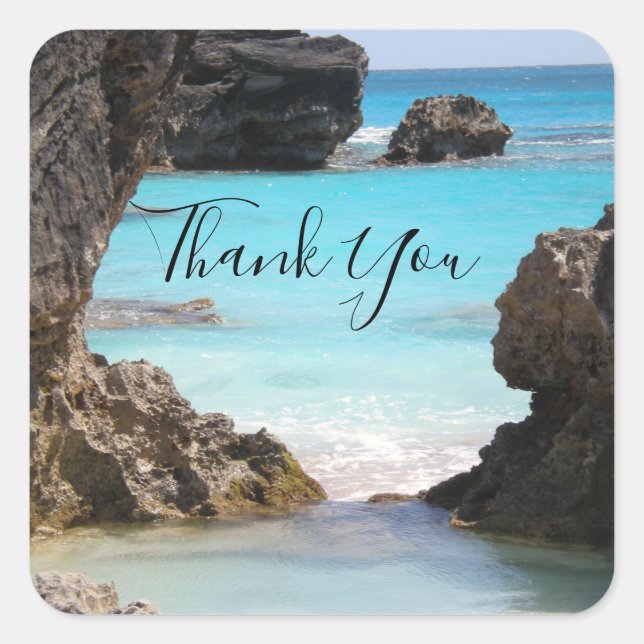 Sticker Carré Photo de Tropical Island Coast & Sea Merci (Devant)
