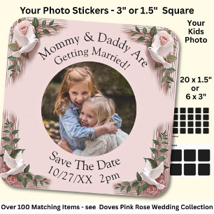 Sticker Carré Photo de vos enfants Maman Papa se marie 