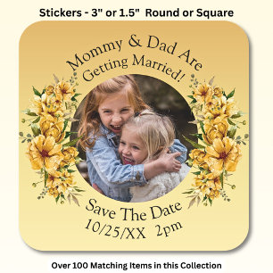 Sticker Carré Photo de vos enfants Maman Papa se marient  