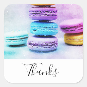 Sticker Carré Photo du Merci Colorful Macarons