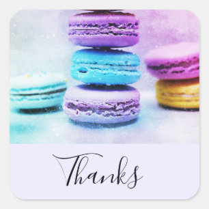 Sticker Carré Photo du Merci Colorful Macarons