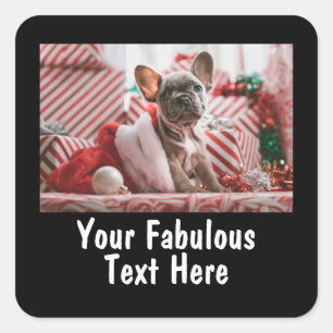 Sticker Carré Photo et texte personnalisés