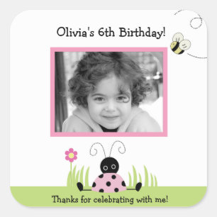 Sticker CARRÉ Photo Little Ladybug (rose)