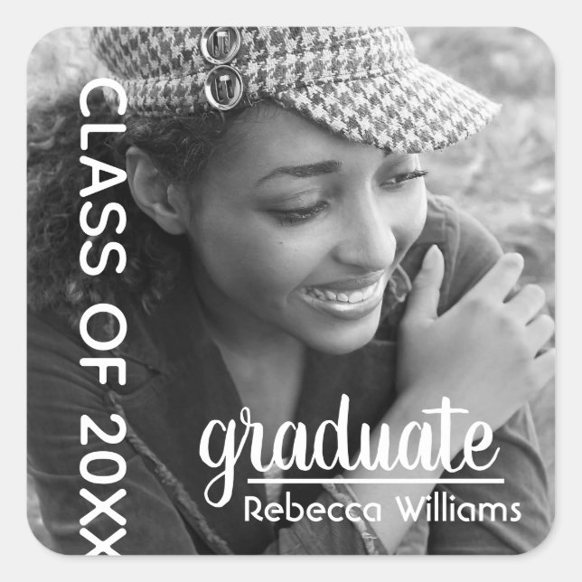 Sticker Carré Photo moderne chic 2025 Graduation (Devant)