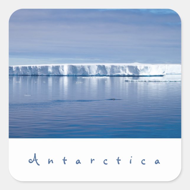 Sticker Carré Photo paysage de l'iceberg Antarctique avec texte  (Devant)