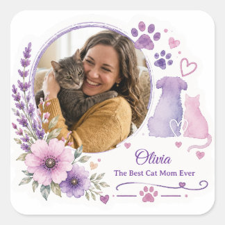 Sticker Carré Photo personnalisé de maman d'animal de compagnie