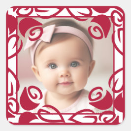 Sticker Carré photo personnalisé Red Roses