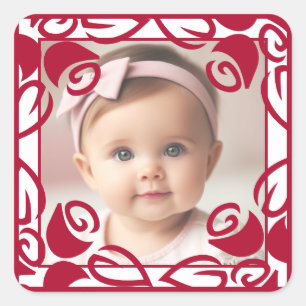 Sticker Carré photo personnalisé Red Roses