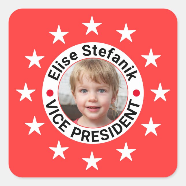 Sticker Carré Photo personnalisée Élection Républicaine 2024 (Devant)
