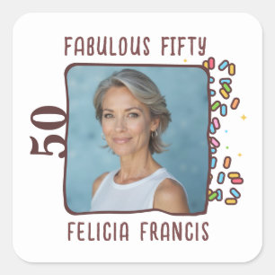 Sticker Carré Photo personnalisée Fabuleux Cinquante Anniversair