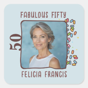 Sticker Carré Photo personnalisée Fabuleux Cinquante Anniversair
