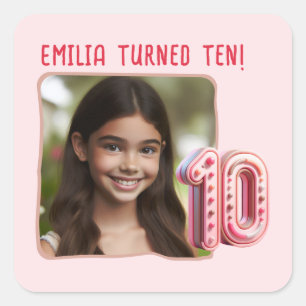 Sticker Carré Photo personnalisée Fête du 10e anniversaire