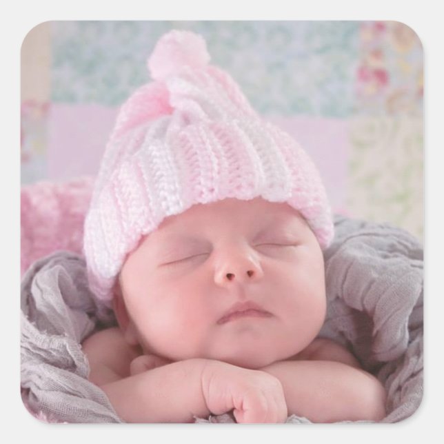 Sticker Carré Photo personnalisée pour bébé (Devant)