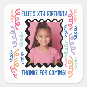 Sticker Carré Photo Personnalisée Tout Âge Anniversaire Doodday 