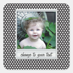 Sticker Carré photoframe sur polkadot blanc et noir