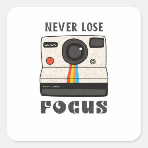 Sticker Carré Photographe Focus les années 70 Caméra photo Vin