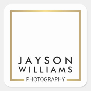 Sticker Carré Photographe minimaliste moderne Gold Carré Logo I