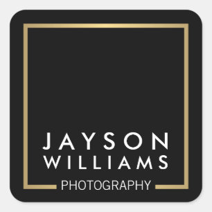 Sticker Carré Photographe minimaliste moderne Gold Carré Logo II