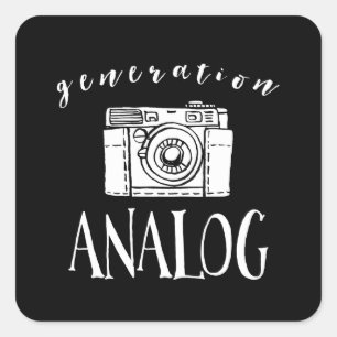 Sticker Carré Photographe vintage analogue d'appareil-photo de