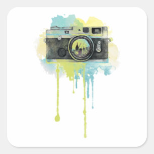 Sticker Carré Photographie Camara Lover Idée du photographe Vint