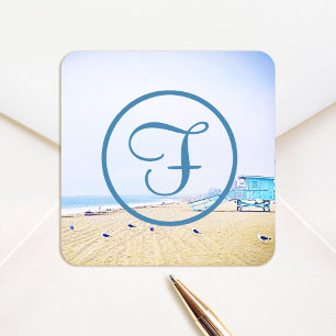 Sticker Carré Photographie moderne de plage côtière océanique mo