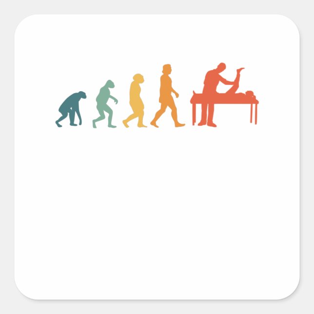 Sticker Carré Physiothérapie Évolution Rétro Physio (Devant)