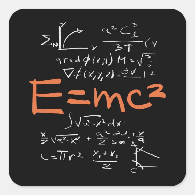 Sticker Carré Physique Math Formule Enseignant Formation EMC2 (Devant)