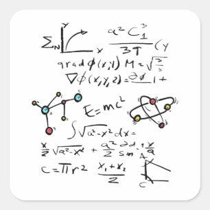 Sticker Carré Physique Math Formule Enseignant Molécules étudian