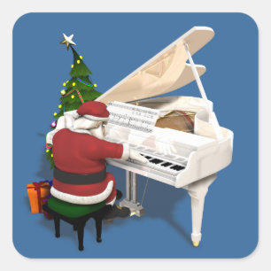 Sticker Carré Pianiste du Père Noël