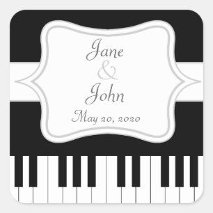 Sticker Carré Piano Clavier Musique Mariage Faveur