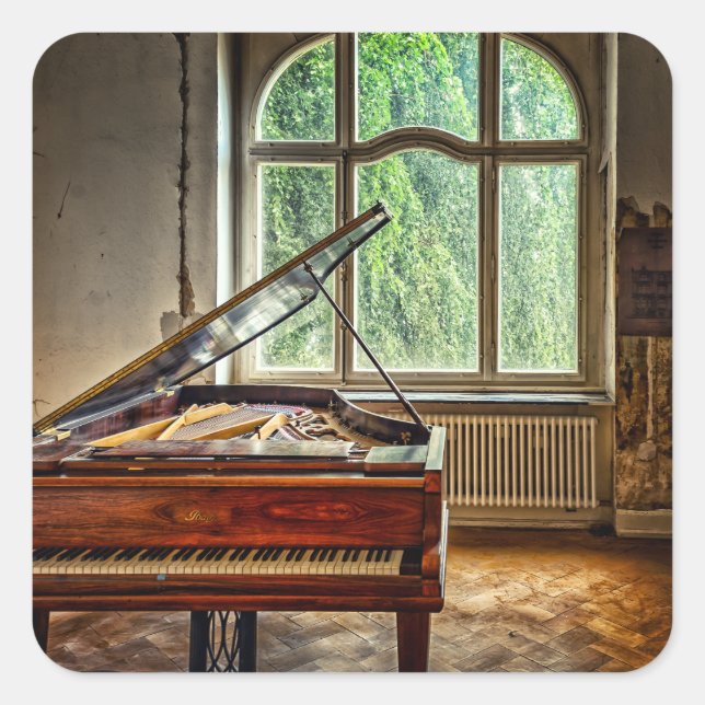 Sticker Carré Piano dans la Villa (Devant)
