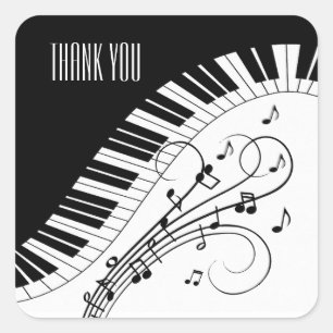 Sticker Carré Piano Keyboard Merci de conception de musique