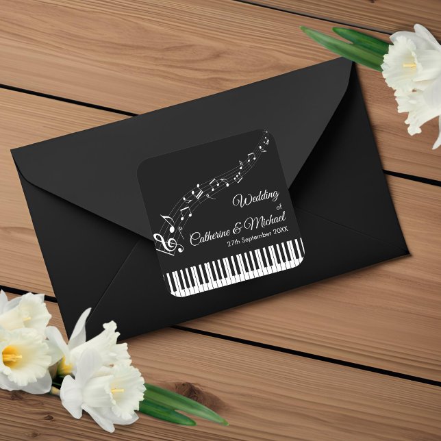 Sticker Carré Piano Keys Notes musicales Mariage noir et blanc (Créateur téléchargé)