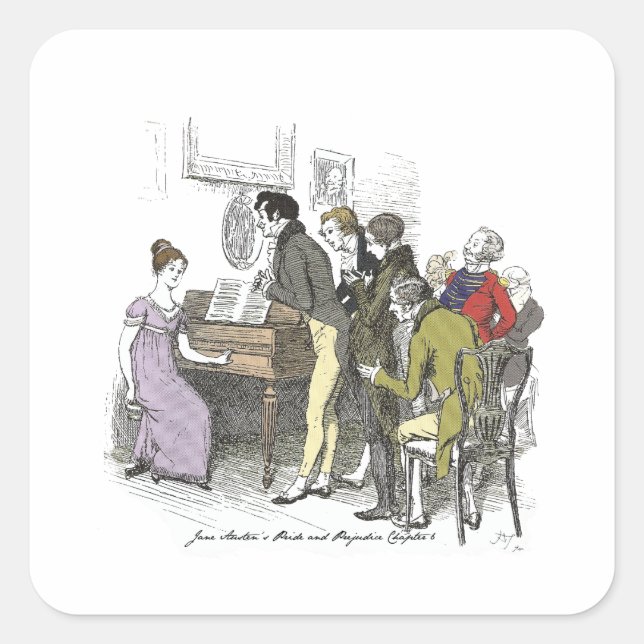 Sticker Carré Piano Performance Jane Austen Fierté et préjugés (Devant)