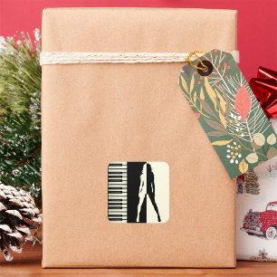 Sticker Carré Piano Woman