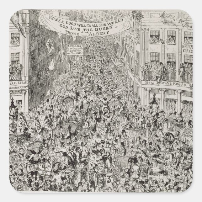 Sticker Carré Piccadilly pendant la grande exposition, 1851 (Devant)